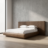 Lit flottant California King Size, cadre de lit OEM ODM personnalisé, panneaux en bois massif multicouches, lit de luxe pour les amateurs de style minimaliste
