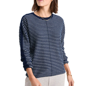 Vente en gros de pull en tricot personnalisé pour femmes motif rayé 100% coton col rond tricot décontracté de haute qualité pull surdimensionné OEM/ODM - Product Image 1