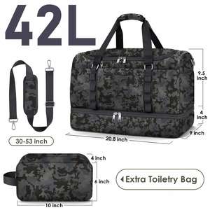 Bolsa de Viaje de Gran Capacidad de 42L con Compartimento Independiente para Zapatos, Bolsa de Aseo con Diseño Impermeable para Llevar en el Avión - Product Image 6
