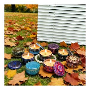 Vintage Tin Candle Containers With White Lids Luxury Packaging for Scented Wax Merchandising Holiday Selection - Product Image 1
