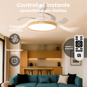 Skylwind 42 Inch <b>Ceiling</b> Fan With Retractable Blades Led <b>Light</b> 20W White <b>Remote</b> <b>Control</b> - Product Image 3