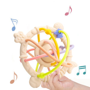 Anneau <span class=keywords><strong>de</strong></span> <span class=keywords><strong>dentition</strong></span> en silicone sans BPA pour bébé avec fonction gonflable Jouet musical pour enfants <span class=keywords><strong>de</strong></span> 0 à 6 mois Hochets doux pour jouer - Product Image 4