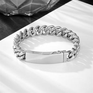 2024 New Design Wholesale <b>Men</b> Custom Mirror Polish 316L Stainless Steel Cuban <b>Bracelet</b> <b>for</b> <b>Men</b> - Product Image 2