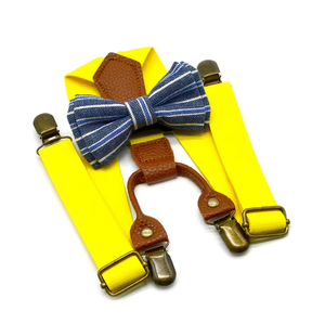 4 pinces métalliques Ensemble <span class=keywords><strong>de</strong></span> bretelles et nœud papillon pour enfants Ceinture ajustable en cuir PU <span class=keywords><strong>haut</strong></span> <span class=keywords><strong>de</strong></span> <span class=keywords><strong>gamme</strong></span> pour garçons et filles - Product Image 5