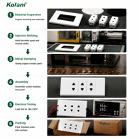 Prise murale verticale triple à 2 trous 120 modulaire, prises multi-standards 16A 250V avec obturateur de sécurité pour projets et commandes en gros