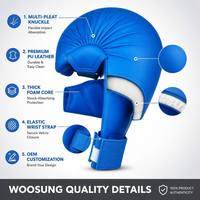 Gants de karaté professionnels Woosung, protège-mains bleus et rouges, pour entraînement et sparring, adultes et jeunes.