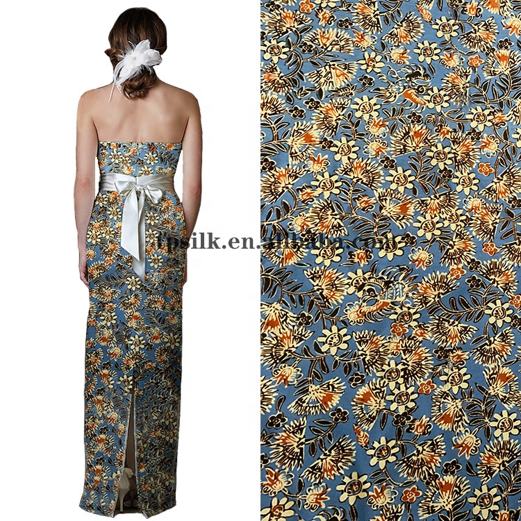 Оптовая продажа, шелковая смешанная ткань с цветочным принтом, шелковое белье habotai