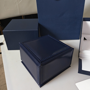 Caja de reloj Klein Blue Smooth Pu con borde cosido y compartimento interior Dtawer, pequeña caja para reloj <span class=keywords><strong>Chopar</strong></span> con bolsa y papeles a juego. - Product Image 6