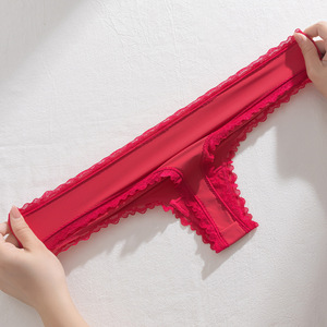 Custom OEM Design Moda Senhoras Lace Mid-cintura Elastic Feminino Thong Calcinhas Europeus e Americanos Mulheres Cheeky Calcinhas de Algodão - Product Image 6