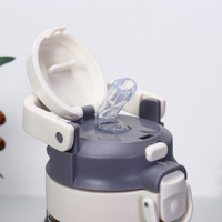 Bouteille d'eau isotherme réutilisable en acier inoxydable de 600 ml, tasse de bureau avec couvercle anti-fuite et poignée, maintien thermique de 6 à 12 heures
