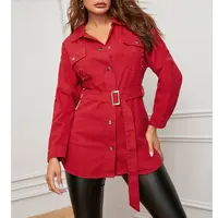 2022 लाल डेनिम जैकेट फट बज लांग डेनिम जैकेट औरत oversized जैकेट casacas mujer