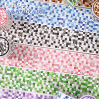 1 rouleau de ruban adhésif décoratif à motif à carreaux de la série Mosaïque aquarelle