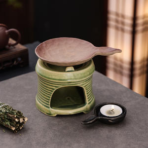 Réchaud à alcool gris cendré minimaliste, série pièce unique, accessoire de chauffe-thé pour décoration de table à thé, infuseur parfum cèdre - Product Image 4