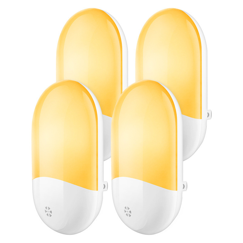 2-Pack GL-801c2 Modern Automatic ABS LED Night Light Wall Lamp for Bedrooms Warm White Plug-in Dusk to Dawn Sensor Control
