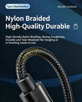 Cable de Carga Rápida Tipo-C de 60W, Trenzado de Nailon, 3A, Conductor de Cobre Puro, 1M-3M, para Teléfonos Móviles, Bancos de Energía, Relojes Inteligentes, Computadoras