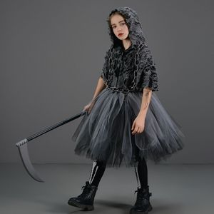 Costume d'Halloween MS pour fille, tutu, déguisement mystérieux de la mort, robe de cosplay avec faucille - Product Image 2