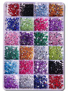 Accesorios de Decoración de Uñas Más Vendidos, 24 Compartimentos, Brillantes y Coloridos, Cristales de Resina Planos de 2mm y 3mm, Set de Diamantes de Imitación para Uñas - Product Image 2