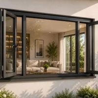 Fenêtre à battant moderne en aluminium sur mesure, double vitrage trempé, à rupture de pont thermique, insonorisée, pour extérieur de villa résidentielle, salon