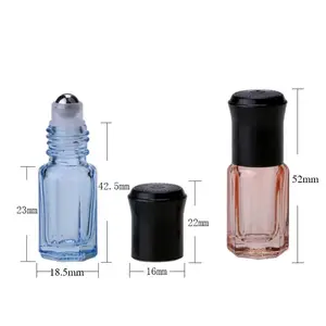 3Ml Bal Fles Parfum Sub-Fles Zwart Deksel Nieuwe Steranijs Gebrandschilderd Glas Essentiële Olie Stalen Bal Fles in Voorraad