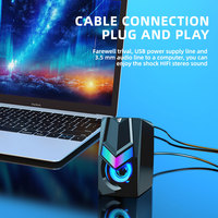 JERTECH S3 Kotak Suara USB Kecil Peralatan Pesta DJ Speaker Mobil dengan Lampu Latar Aksesoris Amplifier RGB Speaker Gaming Mini Berkabel