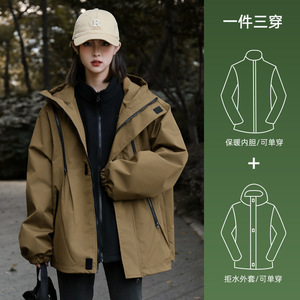 Veste de montagne coupe-vent et imperméable pour femme, manteau de sport décontracté automne-hiver avec doublure polaire pour la randonnée et le cyclisme - Product Image 3