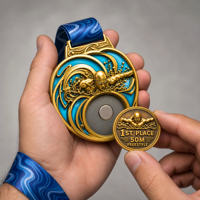 Médailles de natation magnétiques détachables, médailles interchangeables en alliage de zinc, médailles de récompense sportives en relief 3D pour la compétition