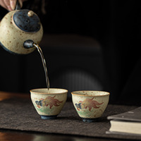 Gaiwan en céramique peint à la main de 120 ml avec couvercle et soucoupe, et ensemble de tasses à thé de 75 ml en porcelaine émaillée, pour service de thé Kung Fu