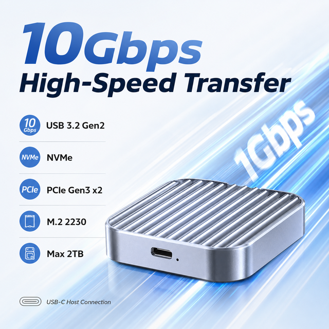 Magnetic M.2 NVMe SSD Enclosure 10Gbps USB-C Tool-Free  External Drive for IPhone/Android/Mac Mini Portable Hard Disk Box