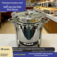 BOSAI Bain-marie autoalimenté en acier inoxydable épaissi, sections isolées, chauffage à l'alcool, 7L/11L, Or/Argent