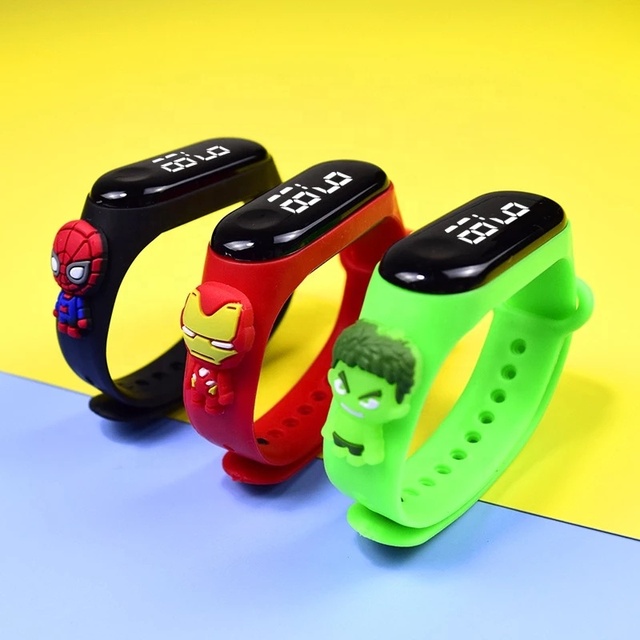 Child Hero One Dollar Animals Led Watch Spiderman Avenge Bracelet Kidz Children Mi Touchscreen New Cartoon Doll Kids Watch