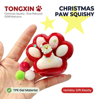 Juguete Antiestrés de TPR con Forma de Pata de Gato Navideña Unisex TONGXIN, Extra Suave, de Rebote Lento, Regalo para Estudiantes Mayores de 14 Años
