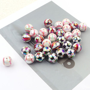 <b>Acrylic</b> Loose <b>Beads</b> Wholesale 16MM UV Plated Football <b>Acrylic</b> Loose <b>Beads</b> for Jewelry Making - Product Image 4
