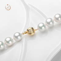 Collier de perles rondes de luxe AAA+ en perle d'Edison blanche de 18 pouces avec fermoir en or 18 carats