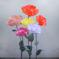 Rose de coquelicot géante gonflable en organza fait à la main pour décoration de maison de mariage Fleurs artificielles avec tige Fleurs géantes en papier