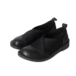 새로운 트렌드 여성 신발 블랙 플랫 여성 신발 판매 정품 가죽 편안한 작업 신발 도매