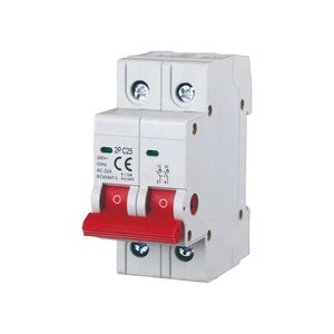 Interruptor de Corte de Carga Gloca 2P 25A 220V, Montaje en Riel DIN, 2 Módulos, Cuerpo de Plástico - Product Image 1