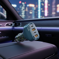 Pengisi Daya Mobil USB 4-Port 120W 12-24V PD QC3.0 Adaptor Pengisian Cepat dengan Desain Tahan Api Ramah Lingkungan untuk Ponsel dan Earphone