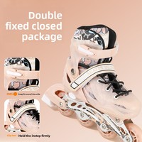 Patins à roulettes à une rangée transfrontalière directe du fabricant, ensemble complet de patins à roulettes à double fixe pour débutants en matériau PU