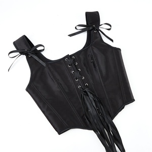 Disponible hasta la talla 2XL, Corsé Gótico Negro Satinado con Tirantes, Soporte para el Busto, Efecto Push-Up y Ajuste Delgado, Estilo Dulce y Moderno, Ideal como Prenda Exterior - Product Image 5