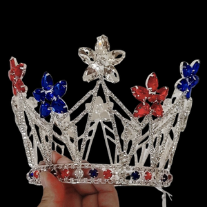 มงกุฎทรงกลมคริสตัลพลอยเทียมรักชาติสำหรับการประกวดเจ้าหญิงมงกุฏสำหรับงานเลี้ยงครอบฟัน - Product Image 3