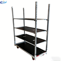 Chariot de Jardin à 3 Niveaux en Contreplaqué, Chariot à Quatre Roues Électro-Galvanisé pour le Transport de Plantes, Capacité Max. 500 kg, Vente Chaude, OEM