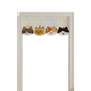Cute Cat-Themed Fabric Door <b>Curtain</b> Korean Style Translucent Decorative Half-<b>Curtain</b> For Bedroom Study Dining Room - Product Image 1