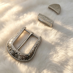 Hebilla de cinturón de vaquera de aleación de zinc de 2.5 cm, juego de 3 pines occidentales con estampado floral por transferencia térmica para uso en prendas - Product Image 6