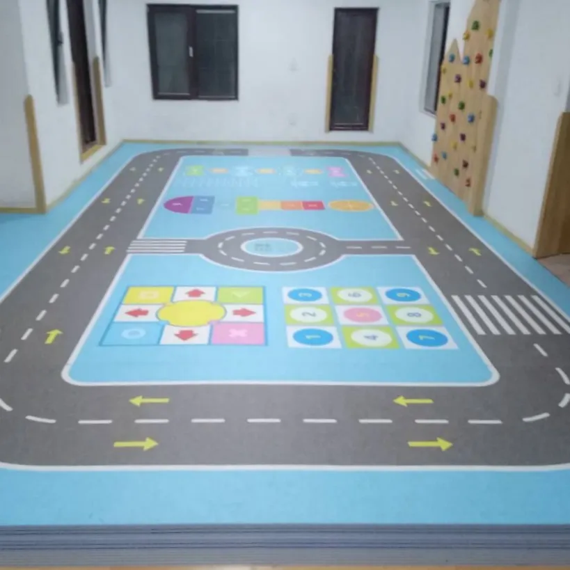 PVC carton kids playroom Indoor playground floor soft colorful new design floor mat