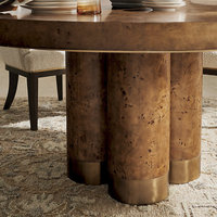 Meubles d'intérieur de luxe, table ronde de salle à manger en bois massif fabriquée à la main