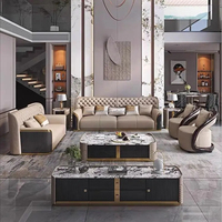 Ensemble de canapés sectionnels en cuir haut de gamme de luxe moderne avec coin, garnissage en éponge, pour usage intérieur, salon et salle à manger