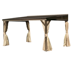 Gazebo moderne 10x14FT à toit rigide avec gouttières, gazebo mural extérieur avec toit en métal, mobilier d'extérieur - Product Image 6