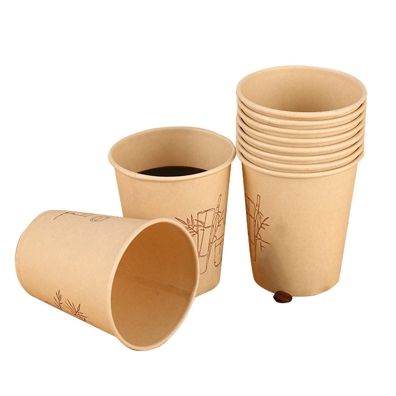 Customizable 12oz Biodegradable PLA Disposable Coffee Paper Cups Single Wall Kraft Embossing Stamping PE Cup