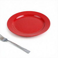 Assiette à salade ronde en mélamine rouge de 9 pouces, durable et personnalisable