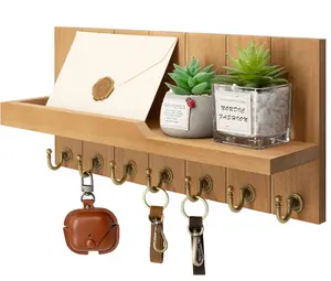 农舍木质装饰钥匙扣壁架壁架挂邮件管理器，用于壁架和展示架